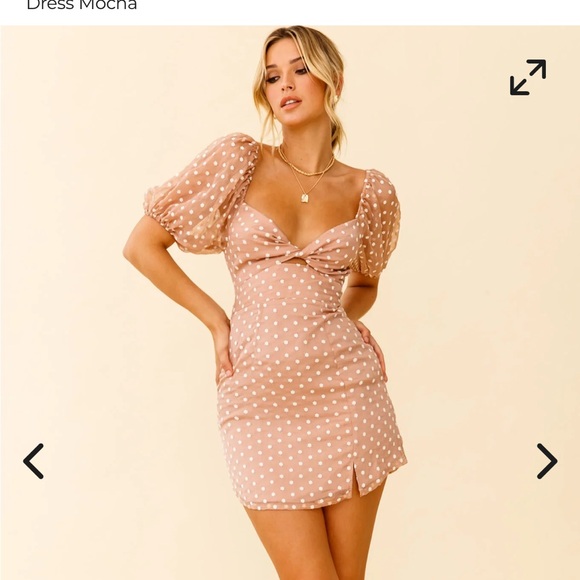 Selfie Leslie Tan Polka Dot Mini Dress - Picture 1 of 7